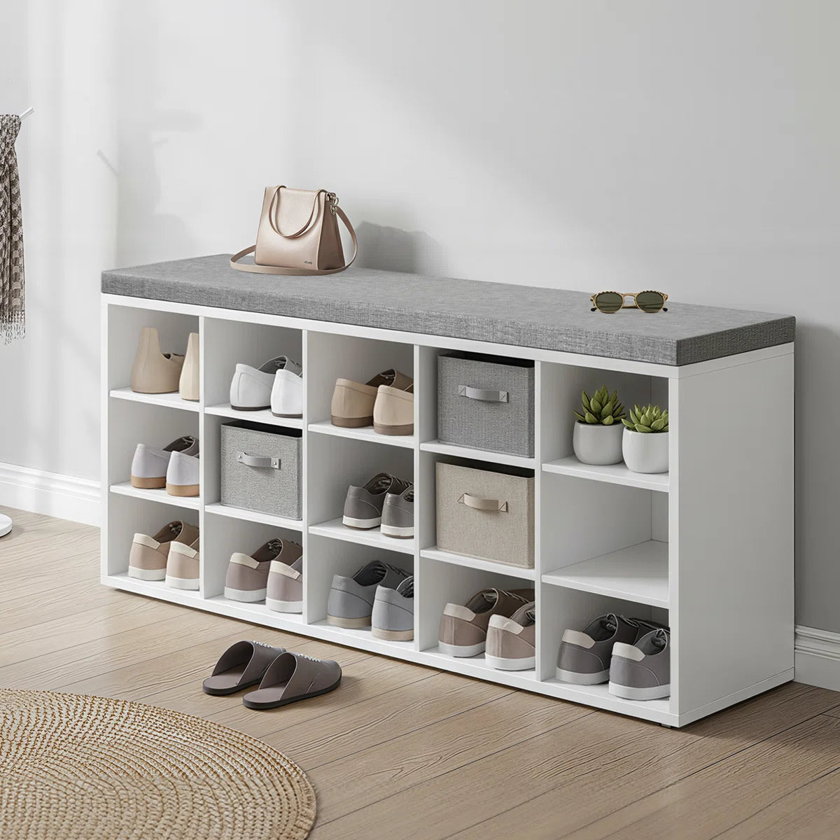 Calzara™ | Banco zapatero para 15 pares de zapatos