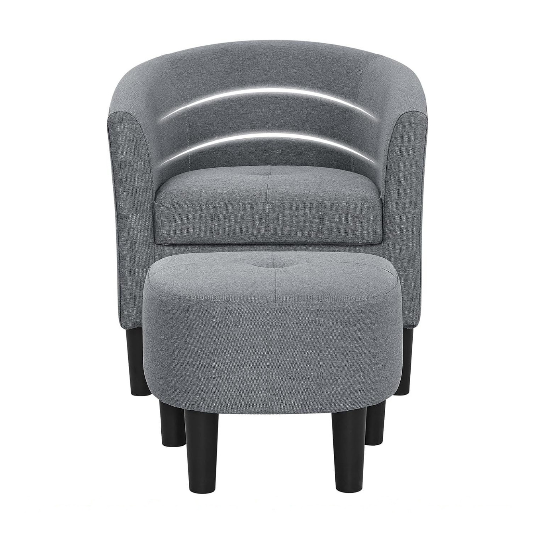 Ocaso™ | Sillón barril tapizado con otomano