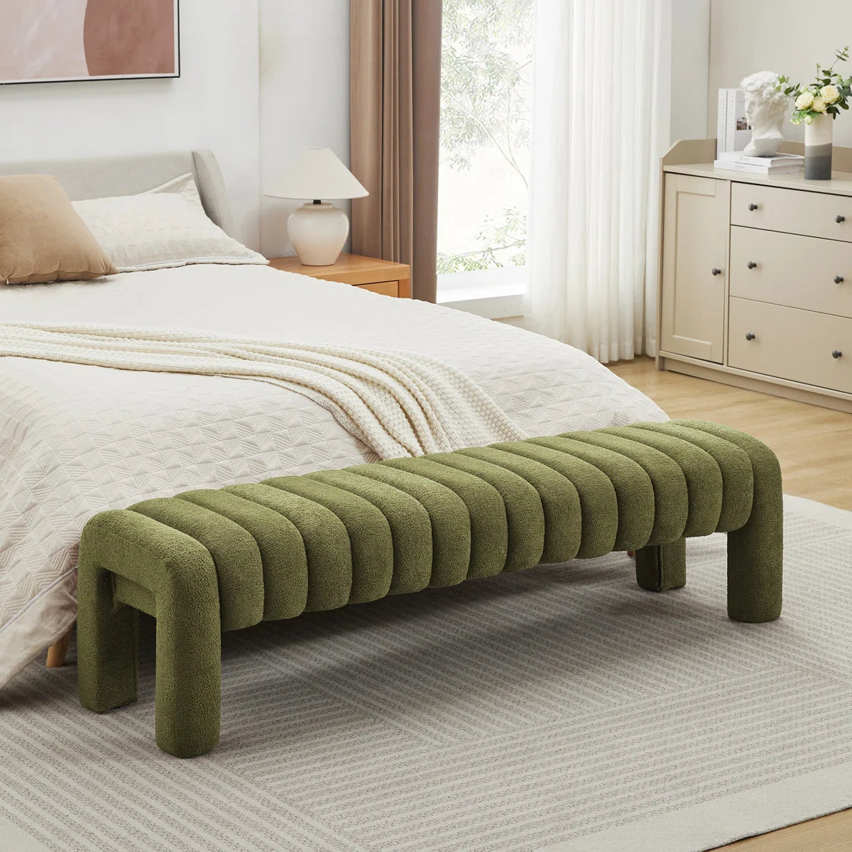 Aureva™ | Banco de dormitorio tapizado con capitoné en canales