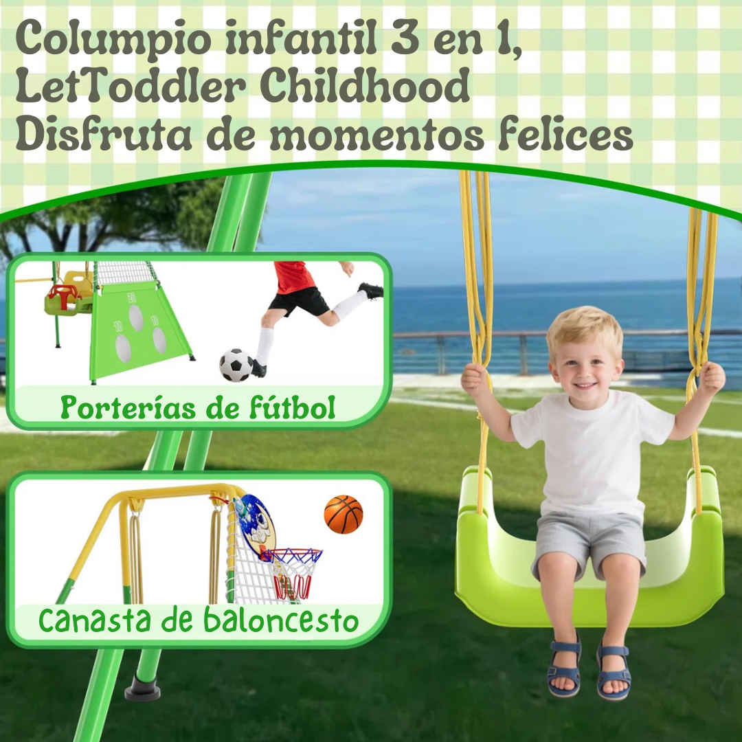 Playa™ | Parque infantil 3 en 1 con columpio para interior y exterior