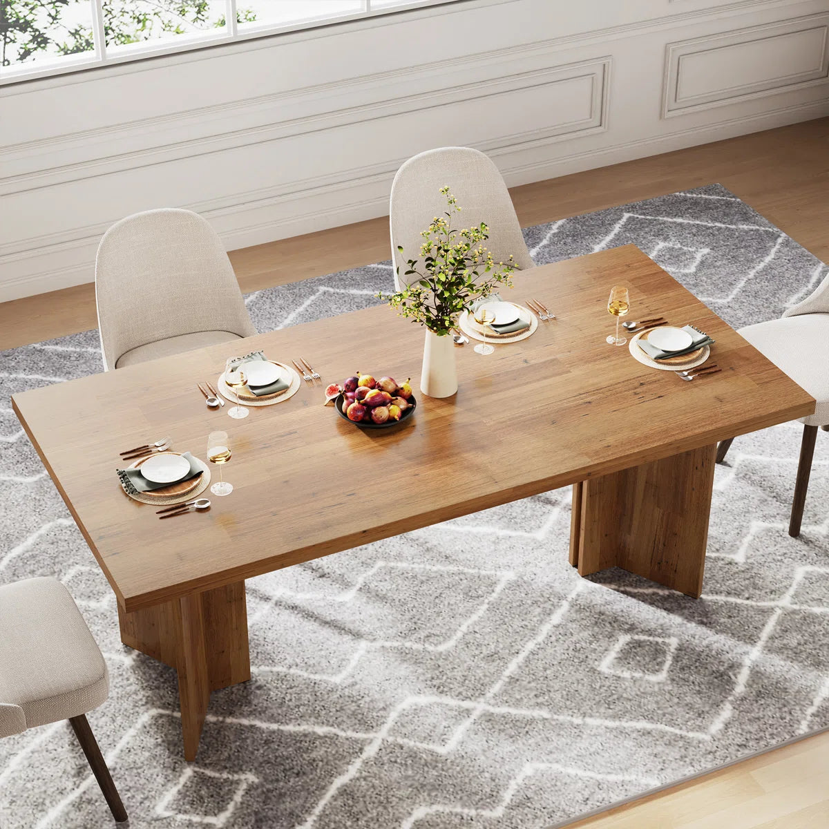 Orova™ | Mesa de comedor rústica con doble pedestal