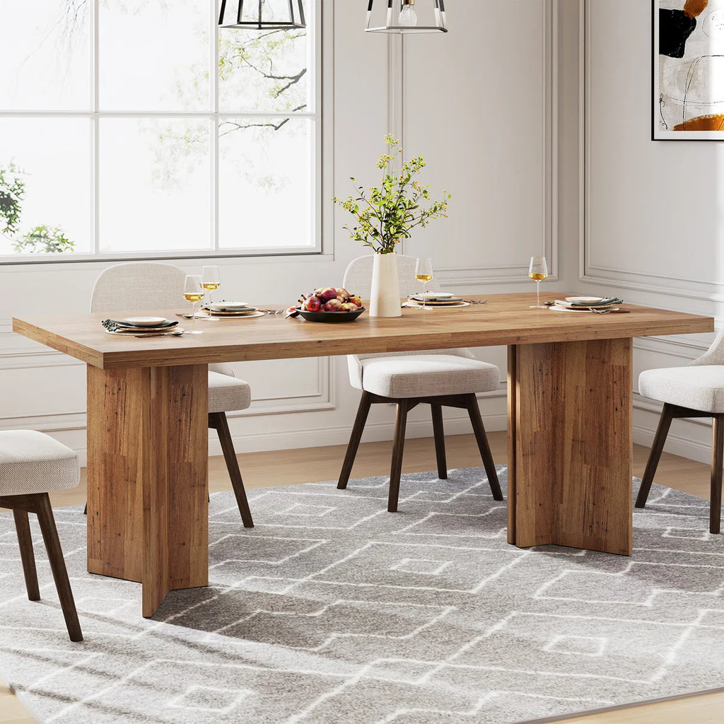 Orova™ | Mesa de comedor rústica con doble pedestal