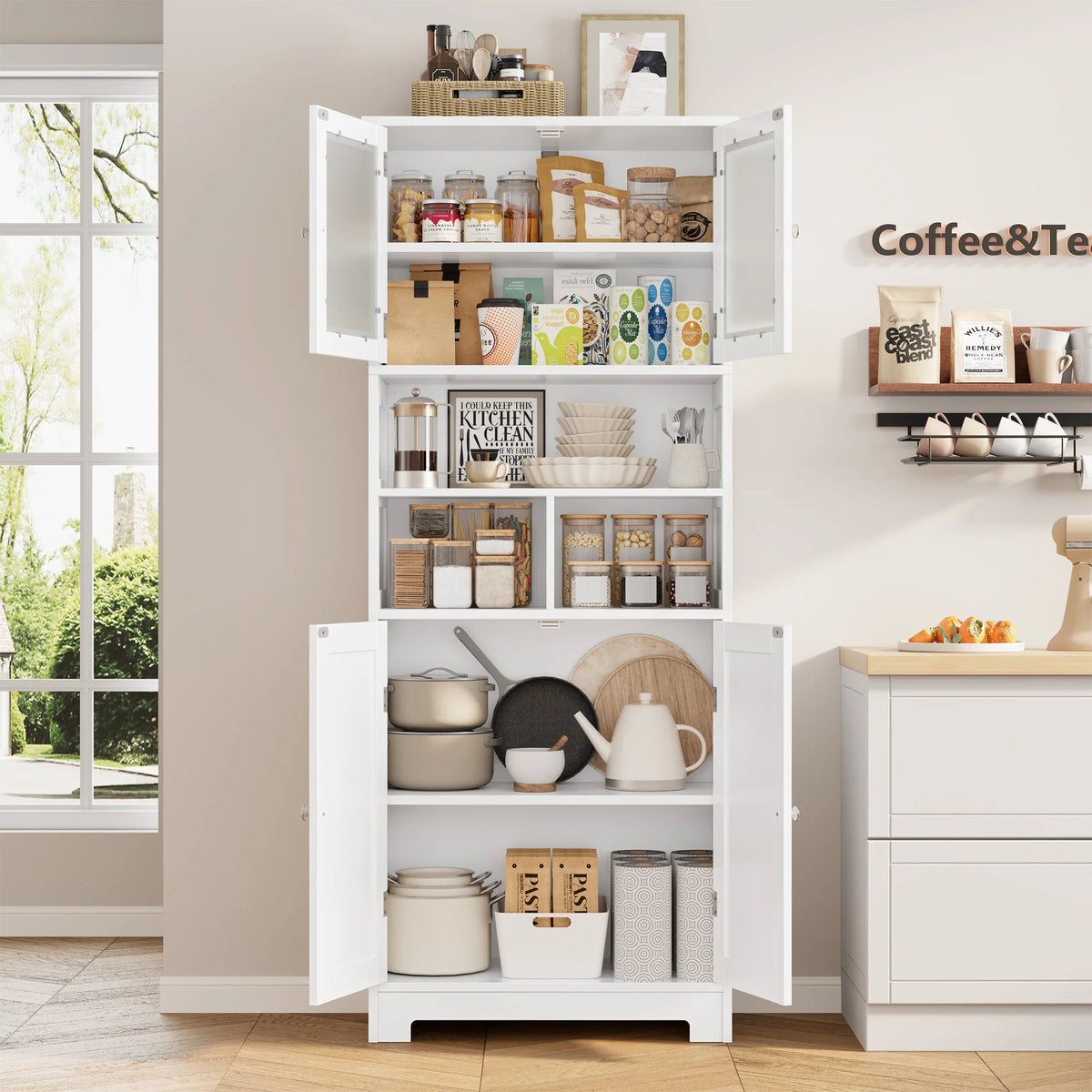 Madera™| Alacena de Cocina Independiente – Estantes de Madera Ajustables
