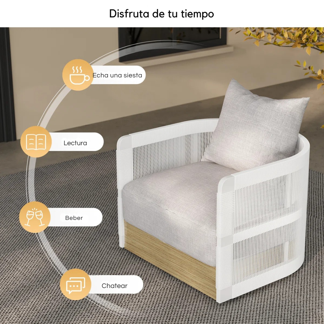 Solido™ | Silla exterior de cuerda trenzada giratoria 360°