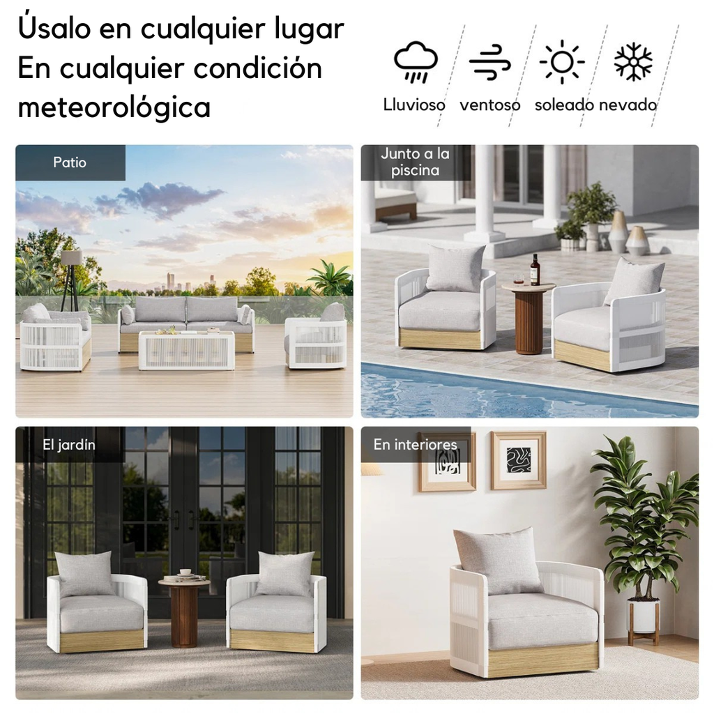 Solido™ | Silla exterior de cuerda trenzada giratoria 360°