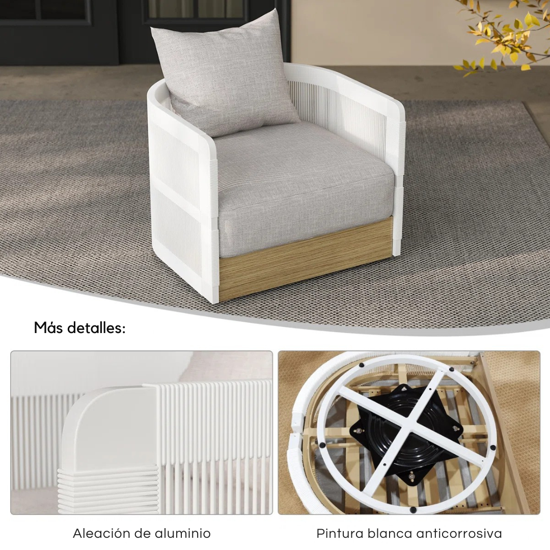 Solido™ | Silla exterior de cuerda trenzada giratoria 360°