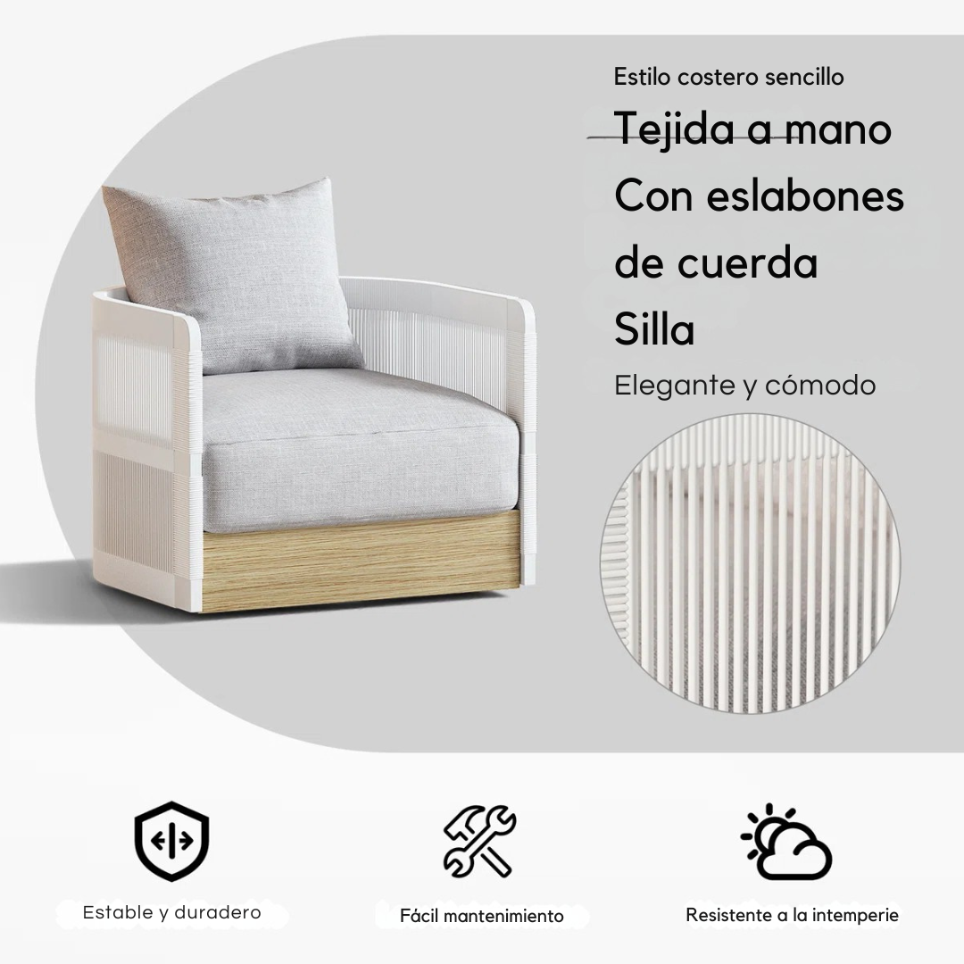 Solido™ | Silla exterior de cuerda trenzada giratoria 360°