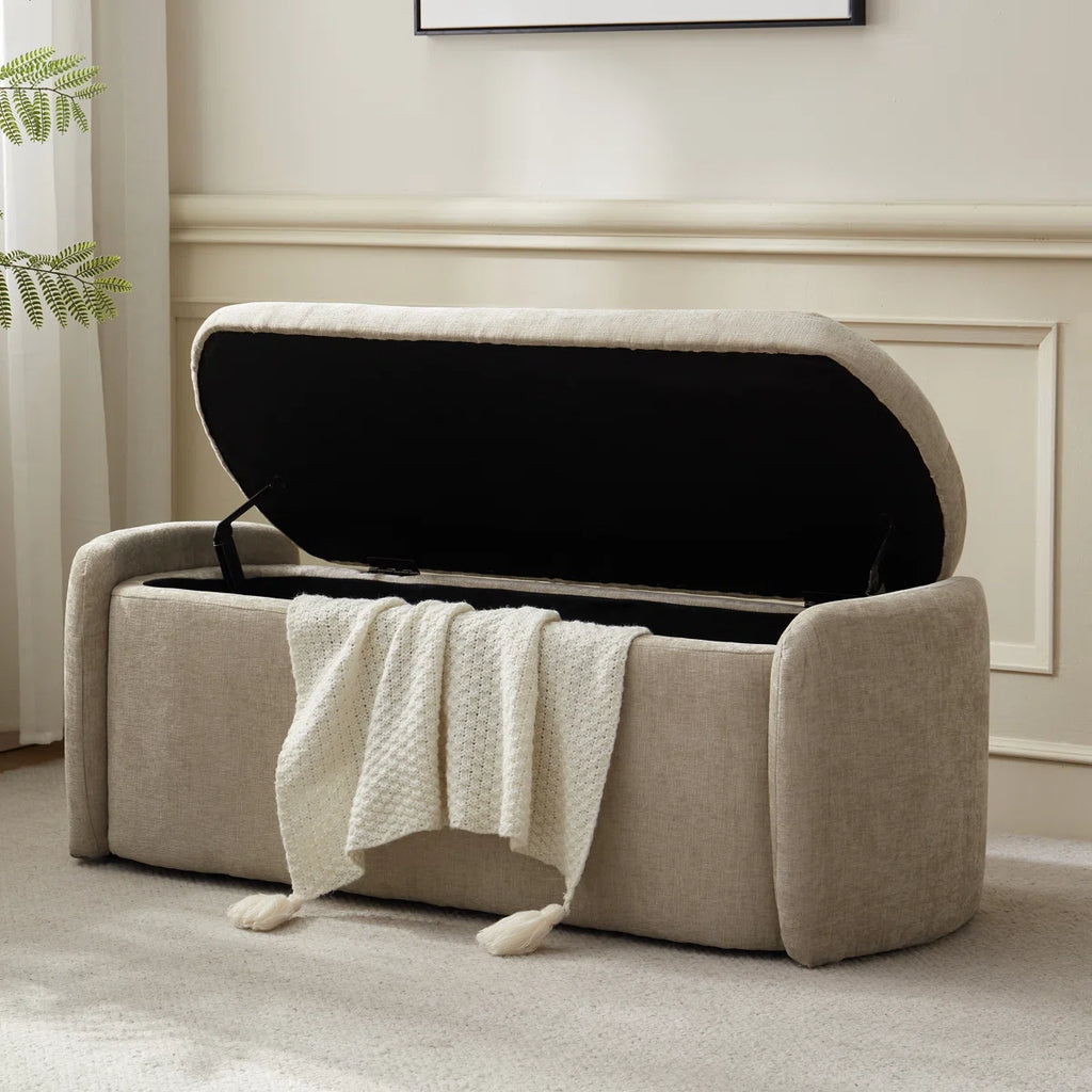 Calisto™ | Banco otomano elegante de tela con almacenamiento oculto