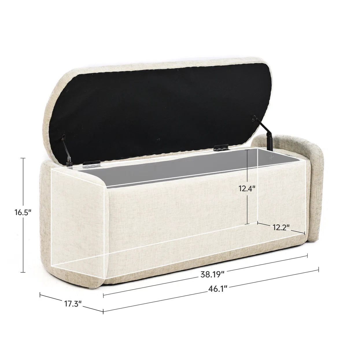 Calisto™ | Banco otomano elegante de tela con almacenamiento oculto