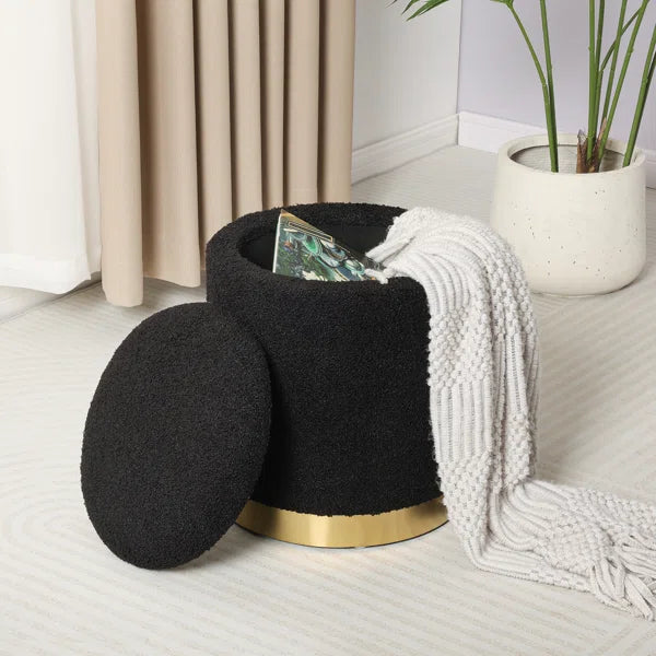 Pelura™ | Otomana Cilíndrica Teddy – Asiento Suave con Almacenamiento