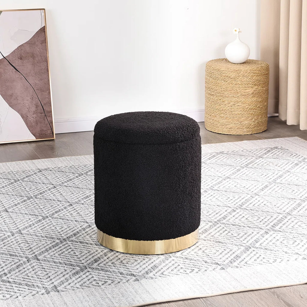 Pelura™ | Otomana Cilíndrica Teddy – Asiento Suave con Almacenamiento