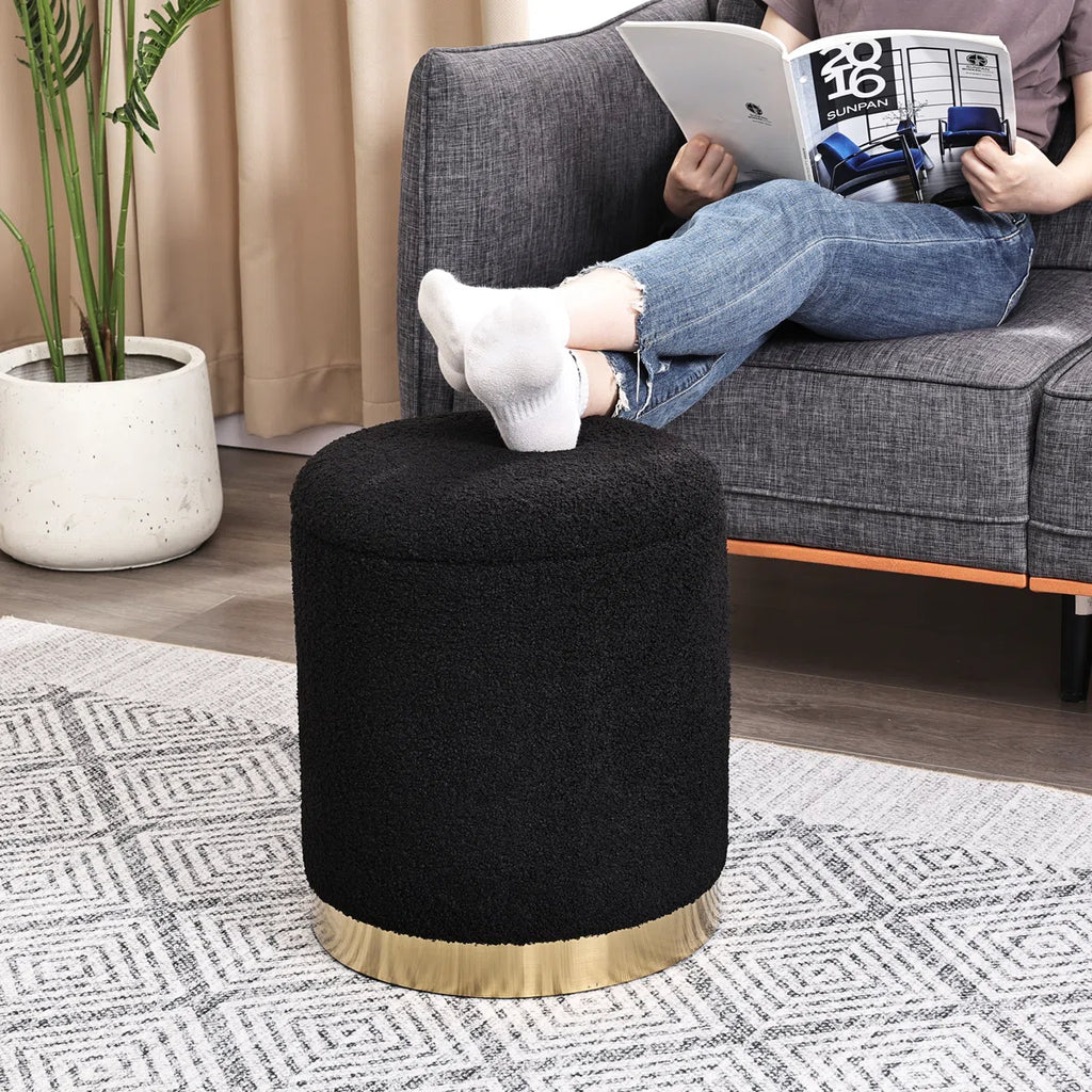 Pelura™ | Otomana Cilíndrica Teddy – Asiento Suave con Almacenamiento