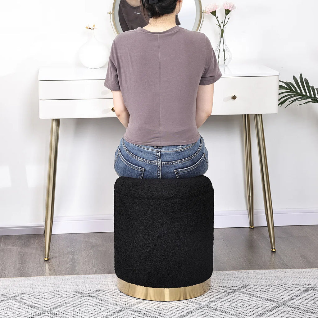 Pelura™ | Otomana Cilíndrica Teddy – Asiento Suave con Almacenamiento