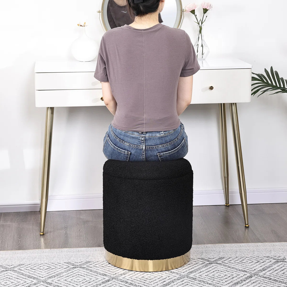 Pelura™ | Otomana Cilíndrica Teddy – Asiento Suave con Almacenamiento