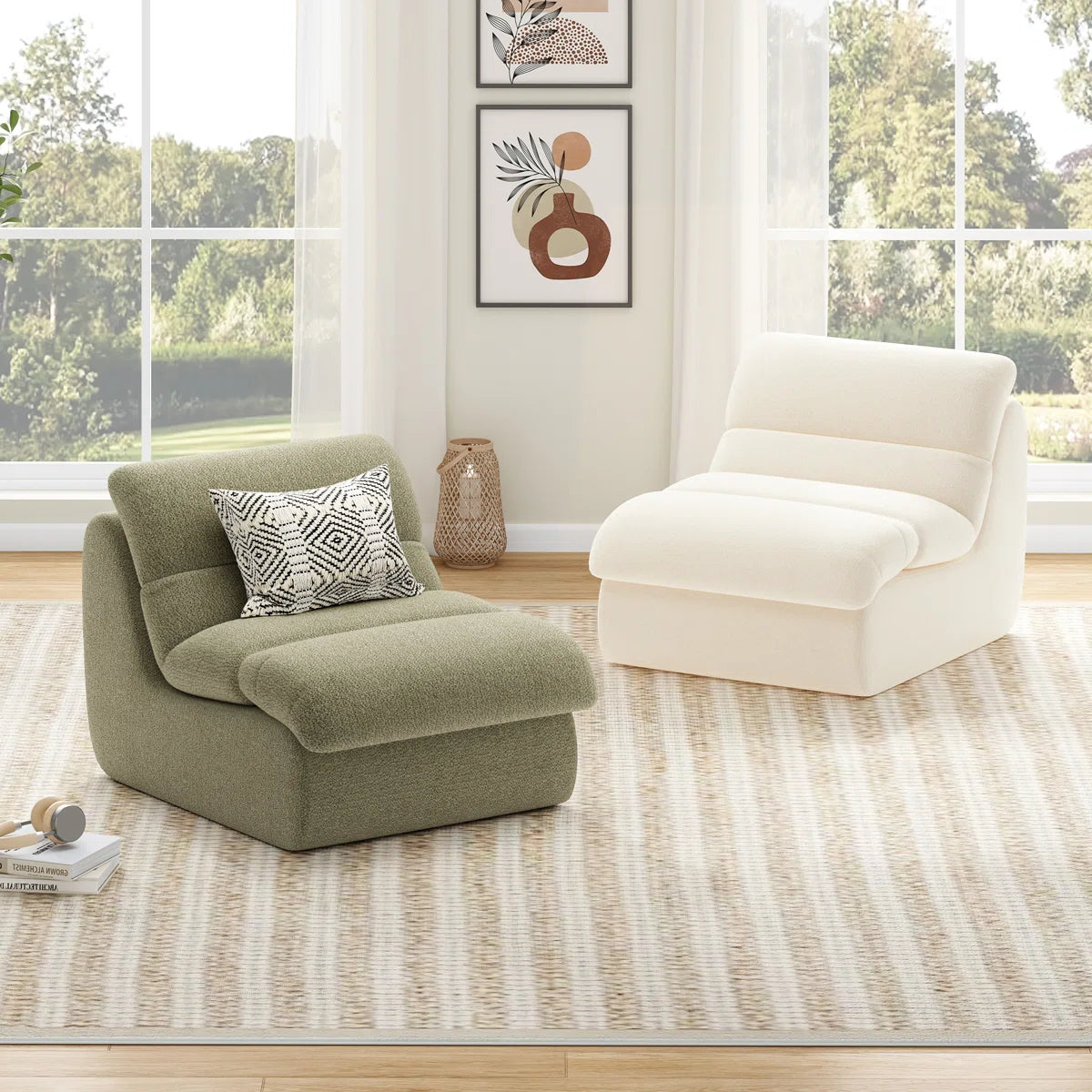 Laviara™ | Sillón tapizado de chenilla con espuma viscoelástica