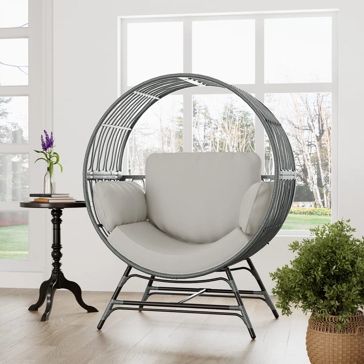 Ambiente™ | Silla tipo huevo de mimbre para patio