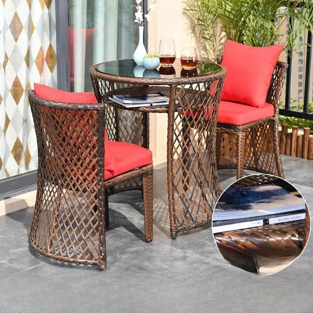 Brava™ | Juego de comedor de patio para 2 personas con mesa redonda y cojines
