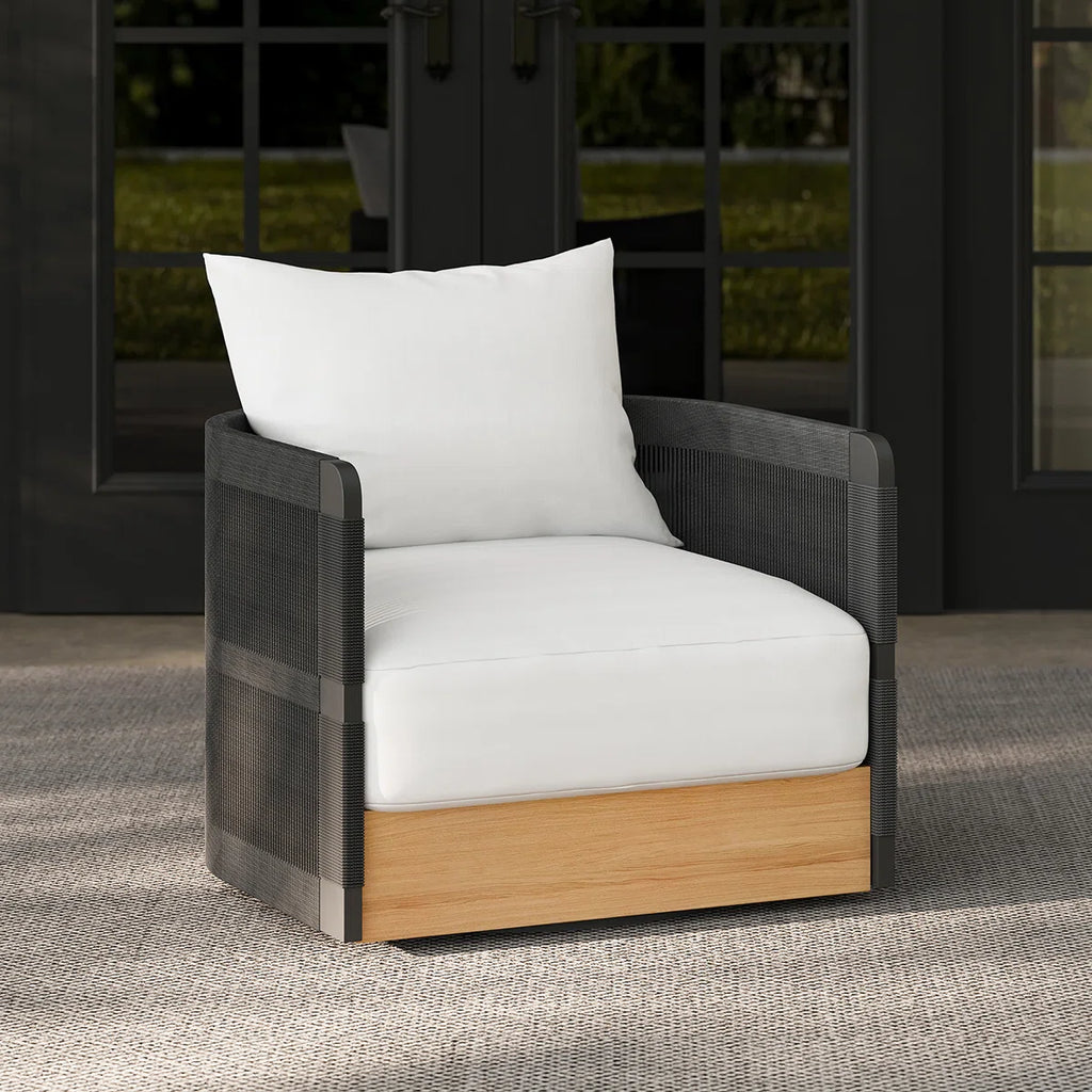 Solido™ | Silla exterior de cuerda trenzada giratoria 360°
