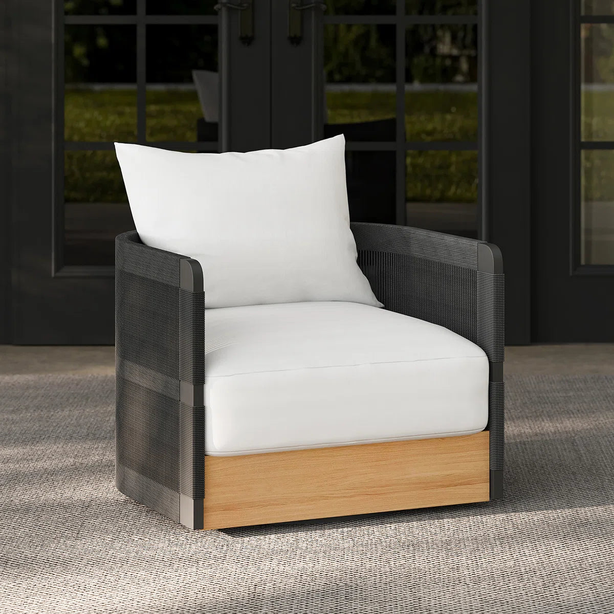 Solido™ | Silla exterior de cuerda trenzada giratoria 360°