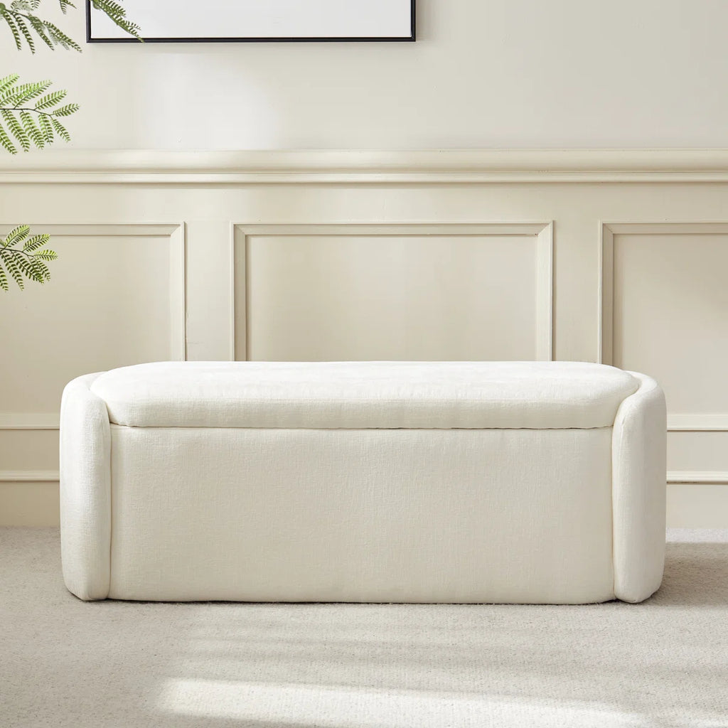 Calisto™ | Banco otomano elegante de tela con almacenamiento oculto