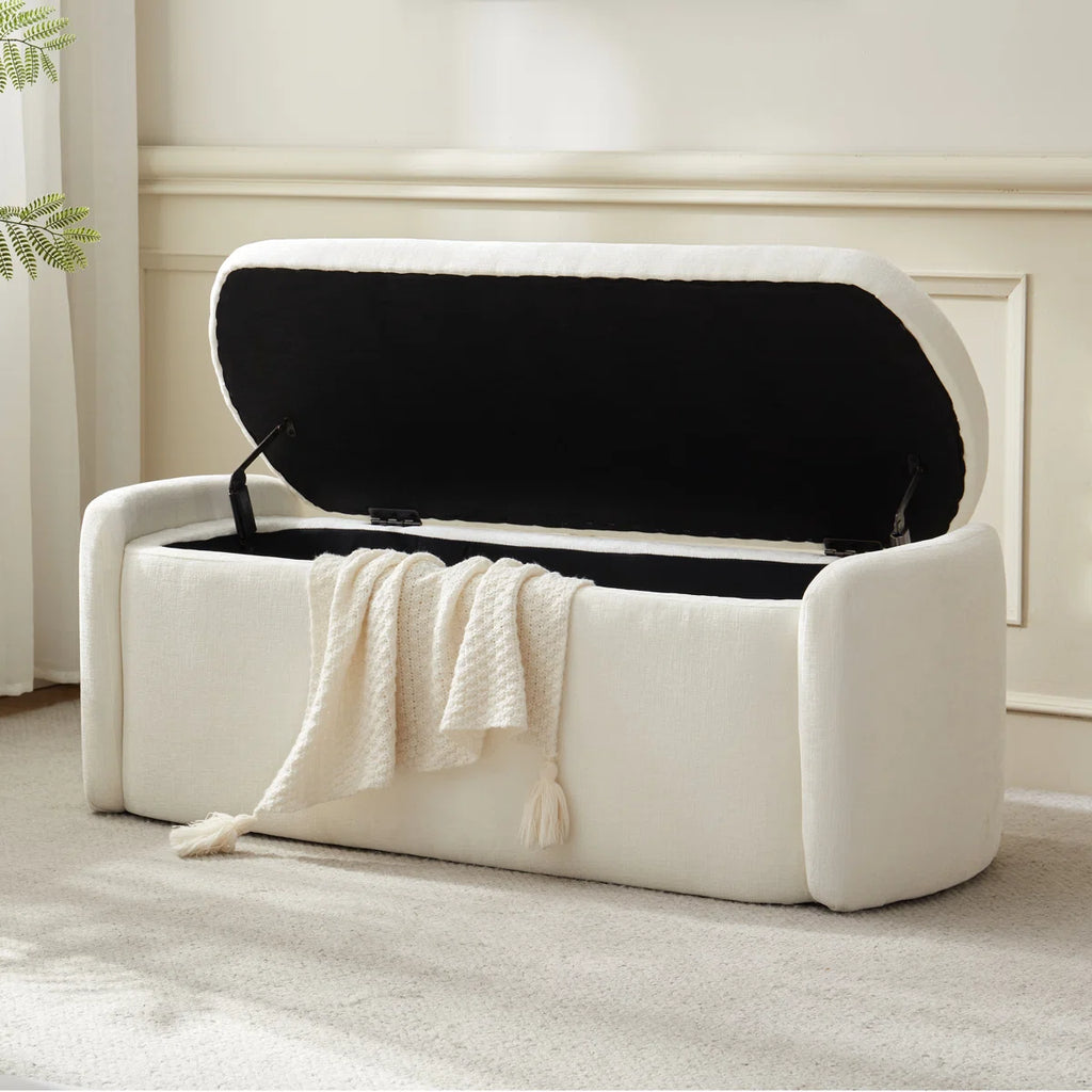 Calisto™ | Banco otomano elegante de tela con almacenamiento oculto