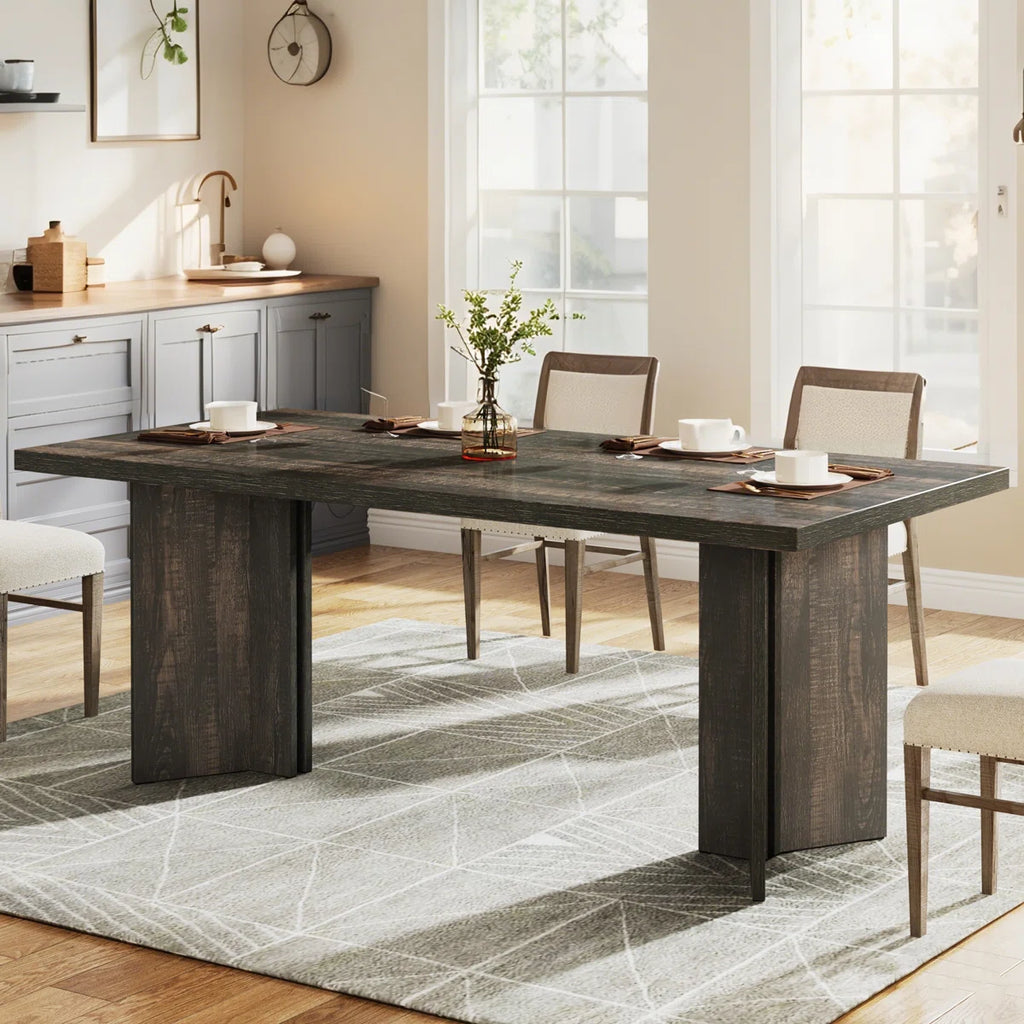 Orova™ | Mesa de comedor rústica con doble pedestal