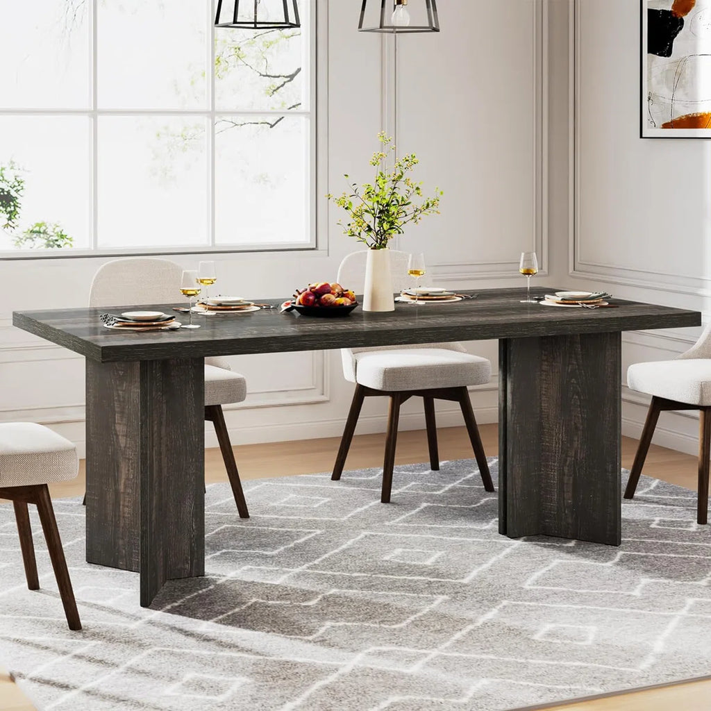 Orova™ | Mesa de comedor rústica con doble pedestal