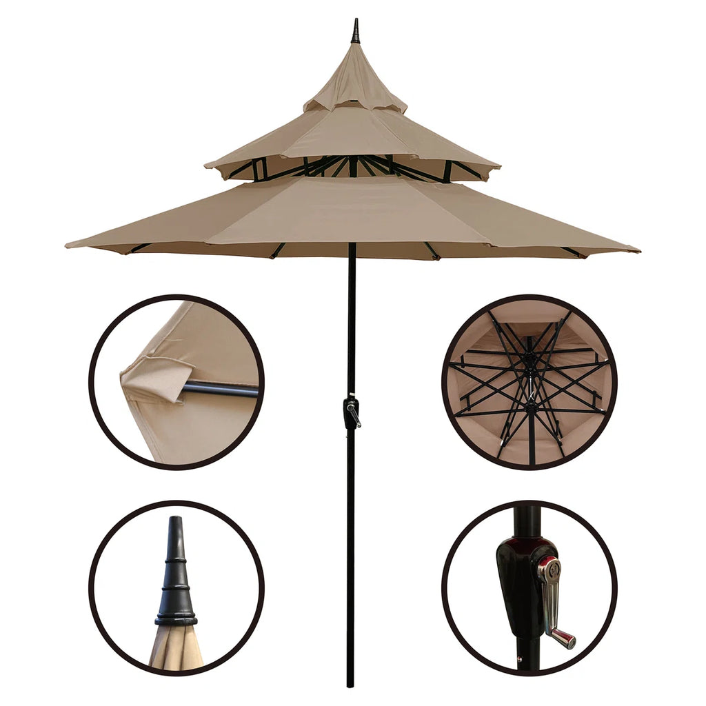 Sereno™ | Sombrilla de mercado estilo pagoda de 9 pies para exterior