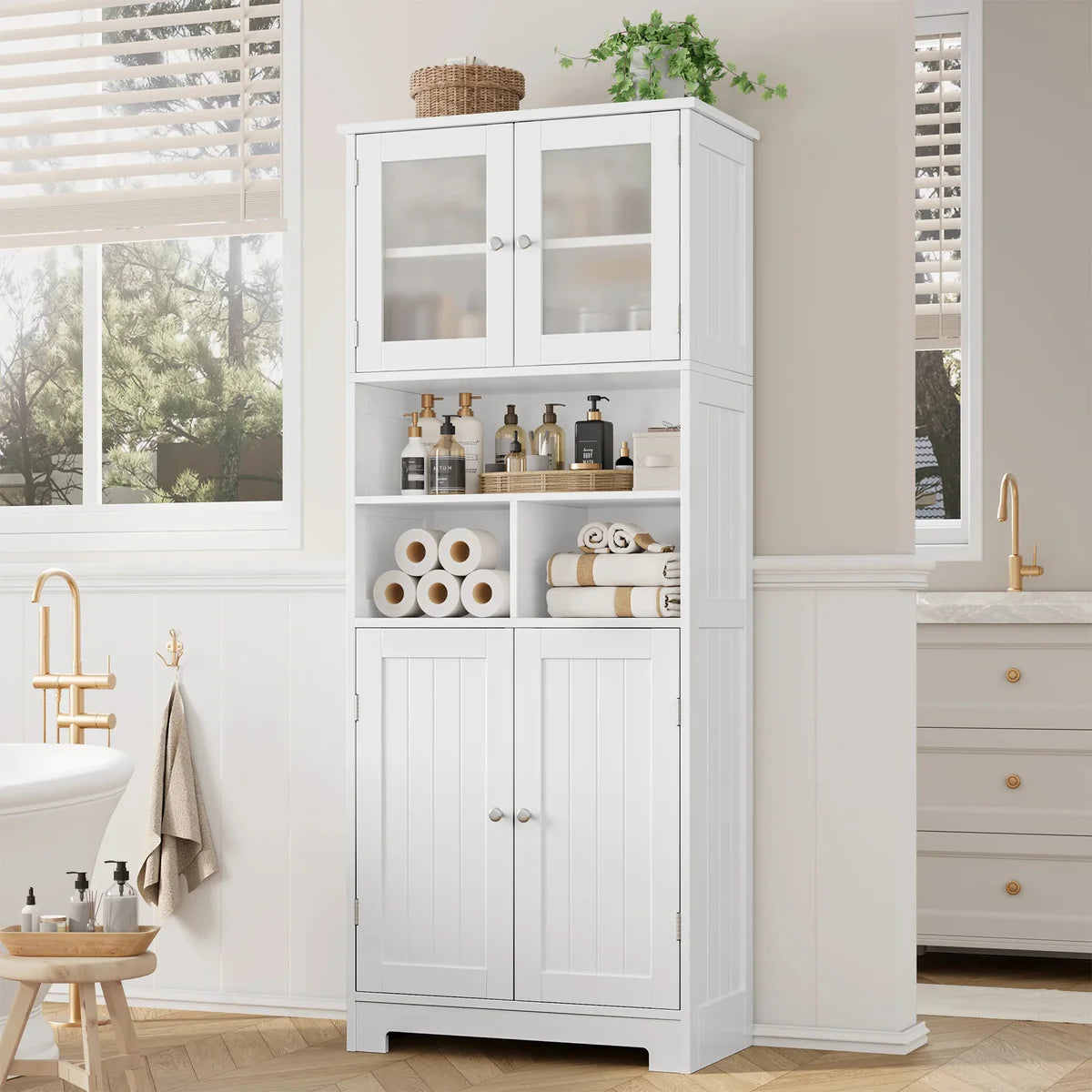 Madera™| Alacena de Cocina Independiente – Estantes de Madera Ajustables
