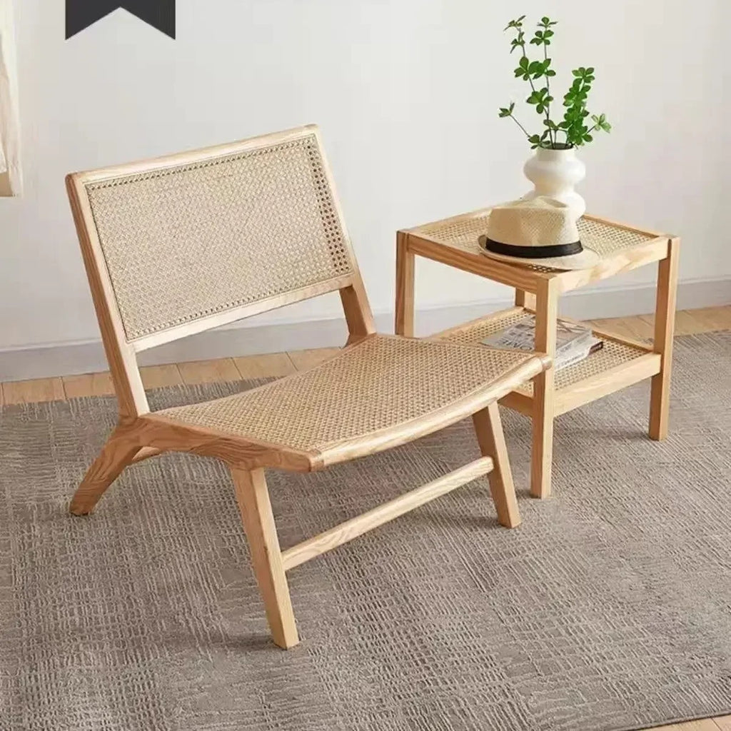 Sofirán™ | Sillón Reclinable de Madera Maciza y Ratán – Para Balcón y Sala