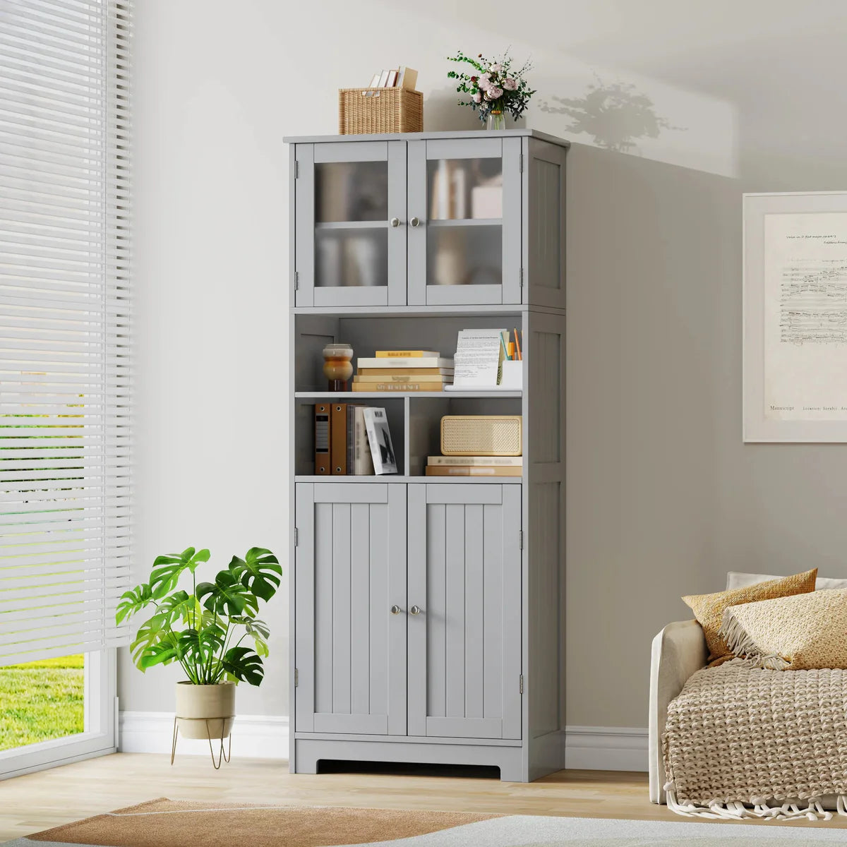 Madera™| Alacena de Cocina Independiente – Estantes de Madera Ajustables