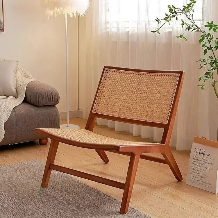Sofirán™ | Sillón Reclinable de Madera Maciza y Ratán – Para Balcón y Sala