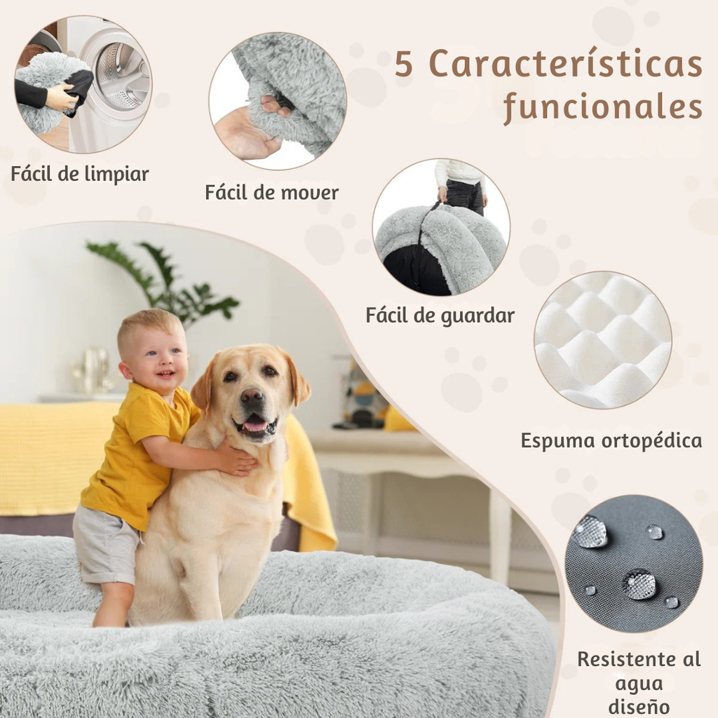 Montara™ | Cama grande tipo humano para perros con almohada de confort