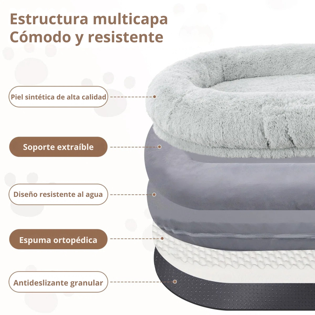 Montara™ | Cama grande tipo humano para perros con almohada de confort