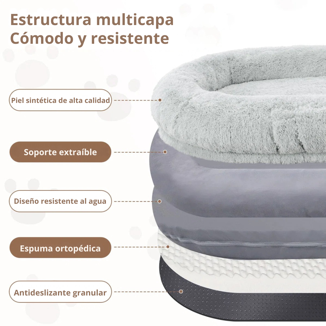 Montara™ | Cama grande tipo humano para perros con almohada de confort