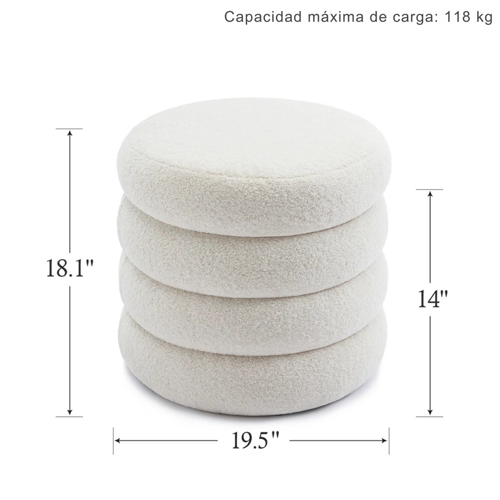 Alvare™ | Ottomana redonda tapizada con almacenamiento