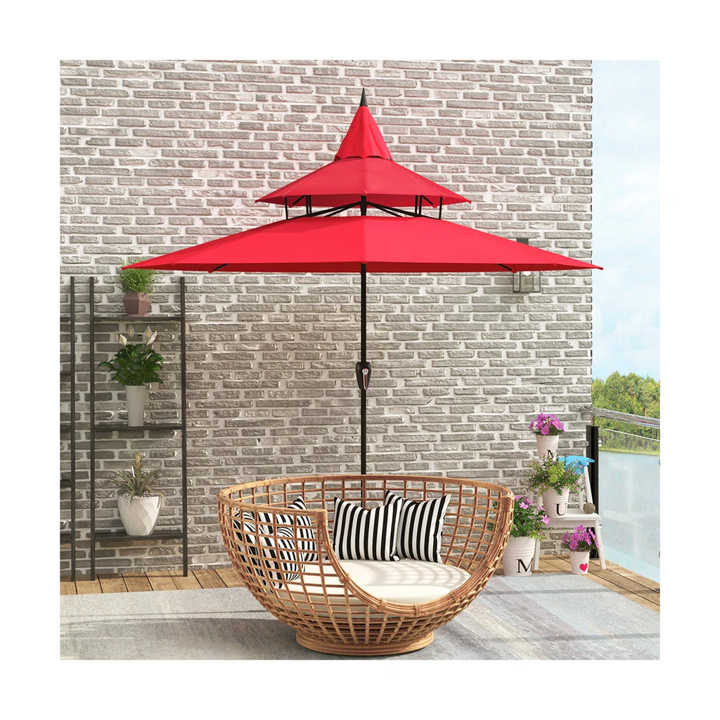 Sereno™ | Sombrilla de mercado estilo pagoda de 9 pies para exterior